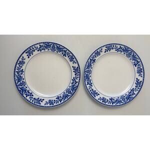 Vintage Pair Nippon Blue Phoenix Birds Royal Sometuke Plates Two 8 1/2” EUC